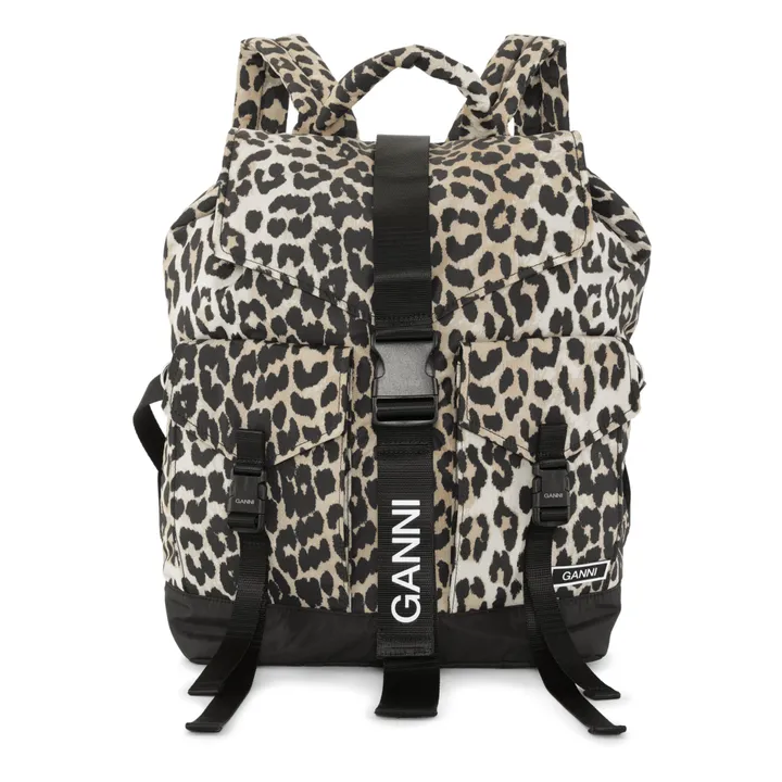 Recycled Material Printed Backpack | Leopard- Product image n°0