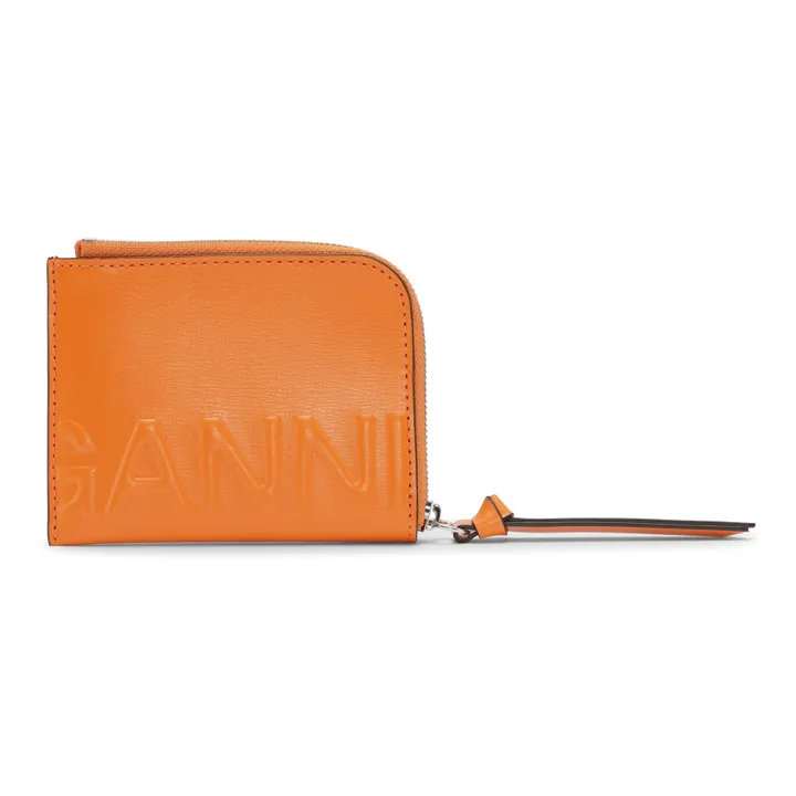 Banner Recycled Leather Zip-up Card Case | Orange- Product image n°0