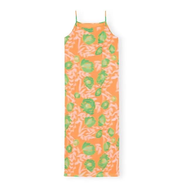 Vestido de tirantes estampado Materiales reciclados | Naranja