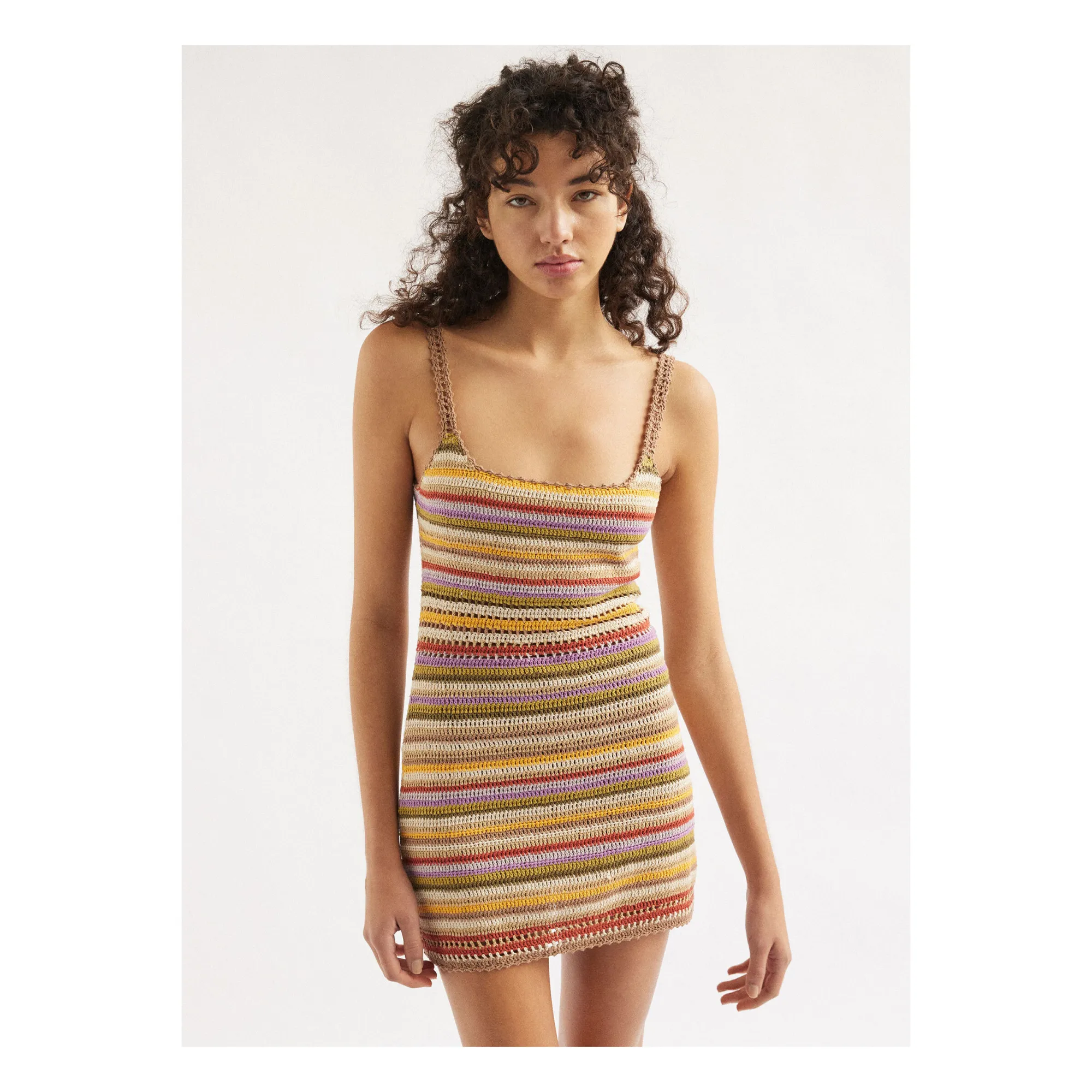 She Made Me - Rahi Crochet Mini Dress - Taupe brown | Smallable