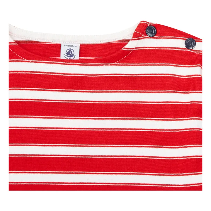 Striped Organic Cotton Thick T-shirt | Red- Product image n°3