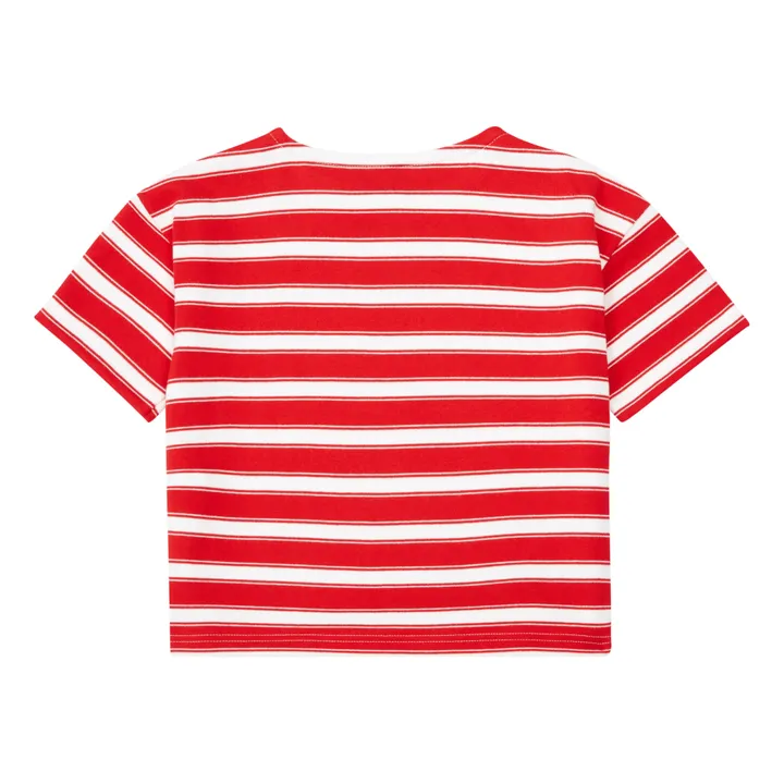 Striped Organic Cotton Thick T-shirt | Red- Product image n°4