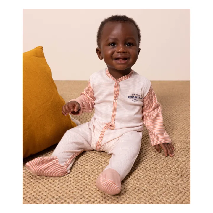 Patterned Organic Cotton Footed Pyjamas | Pink- Product image n°1
