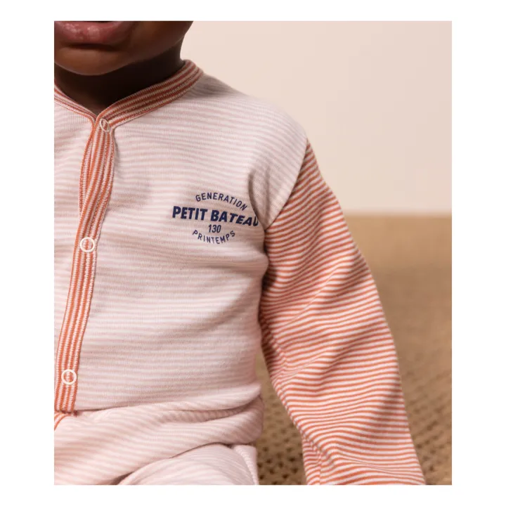 Patterned Organic Cotton Footed Pyjamas | Pink- Product image n°2