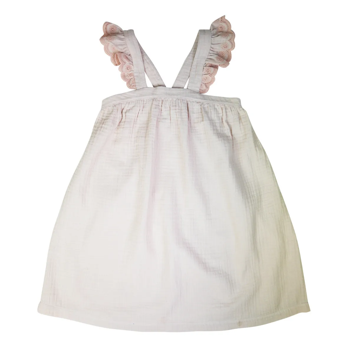 La Petite Collection Pale Pink Strappy Organic Cotton Gauze Flounce Dress