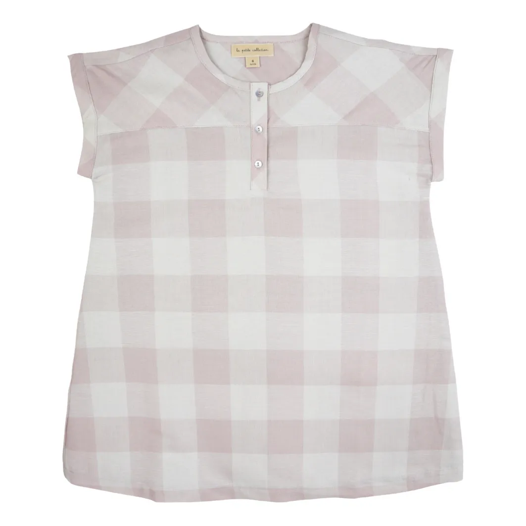 La Petite Collection Pale Pink Checked Linen Dress