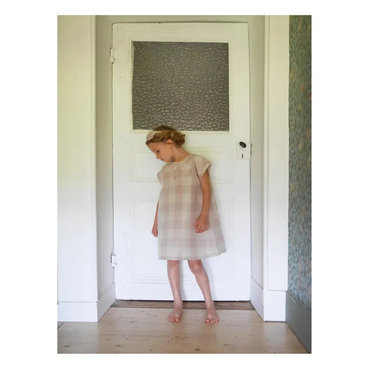 Kleid Leinen Kariert | Blassrosa- Produktbild Nr. 1