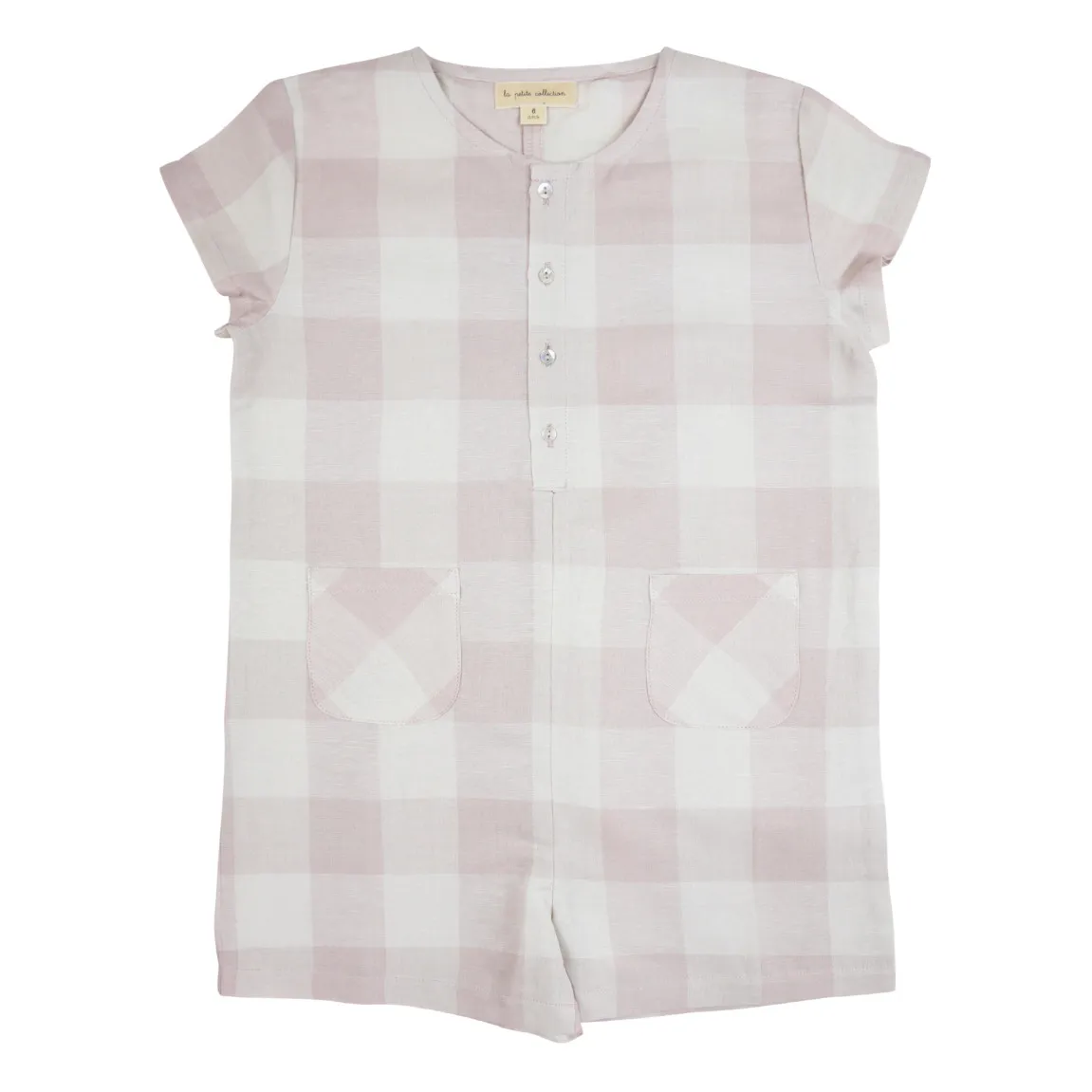 La Petite Collection Pale Pink Check Linen Playsuit