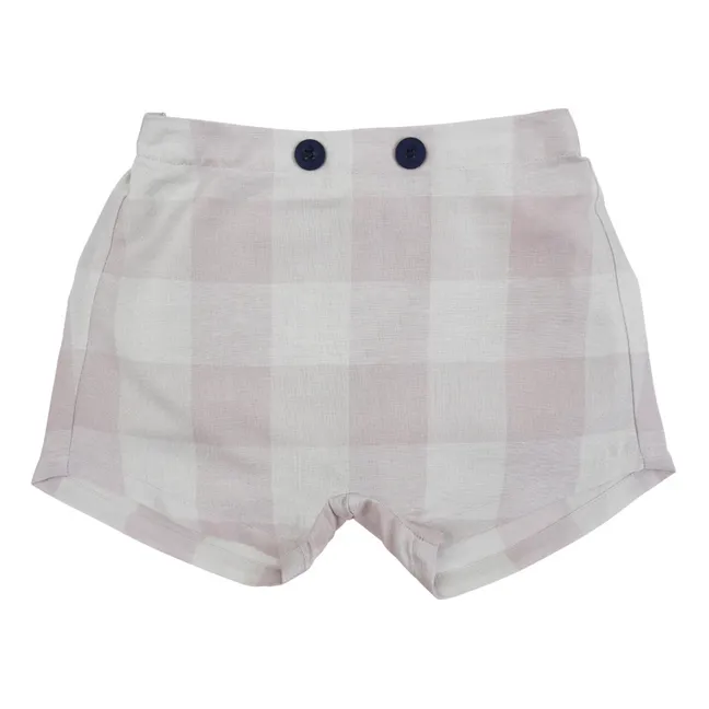 Checked Linen Harem Shorts | Pale pink