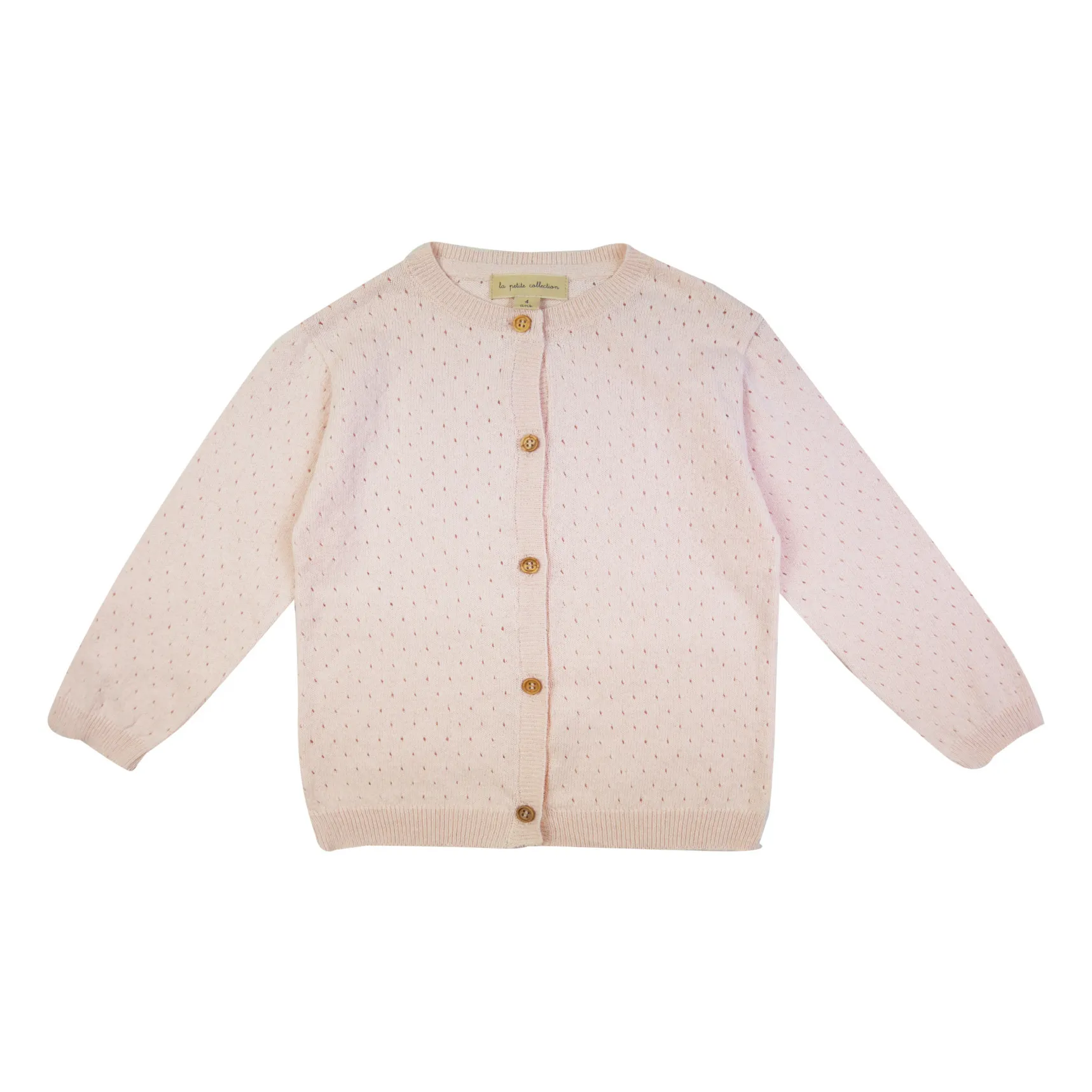 La Petite Collection Pale Pink Recycled Cotton Openwork Cardigan