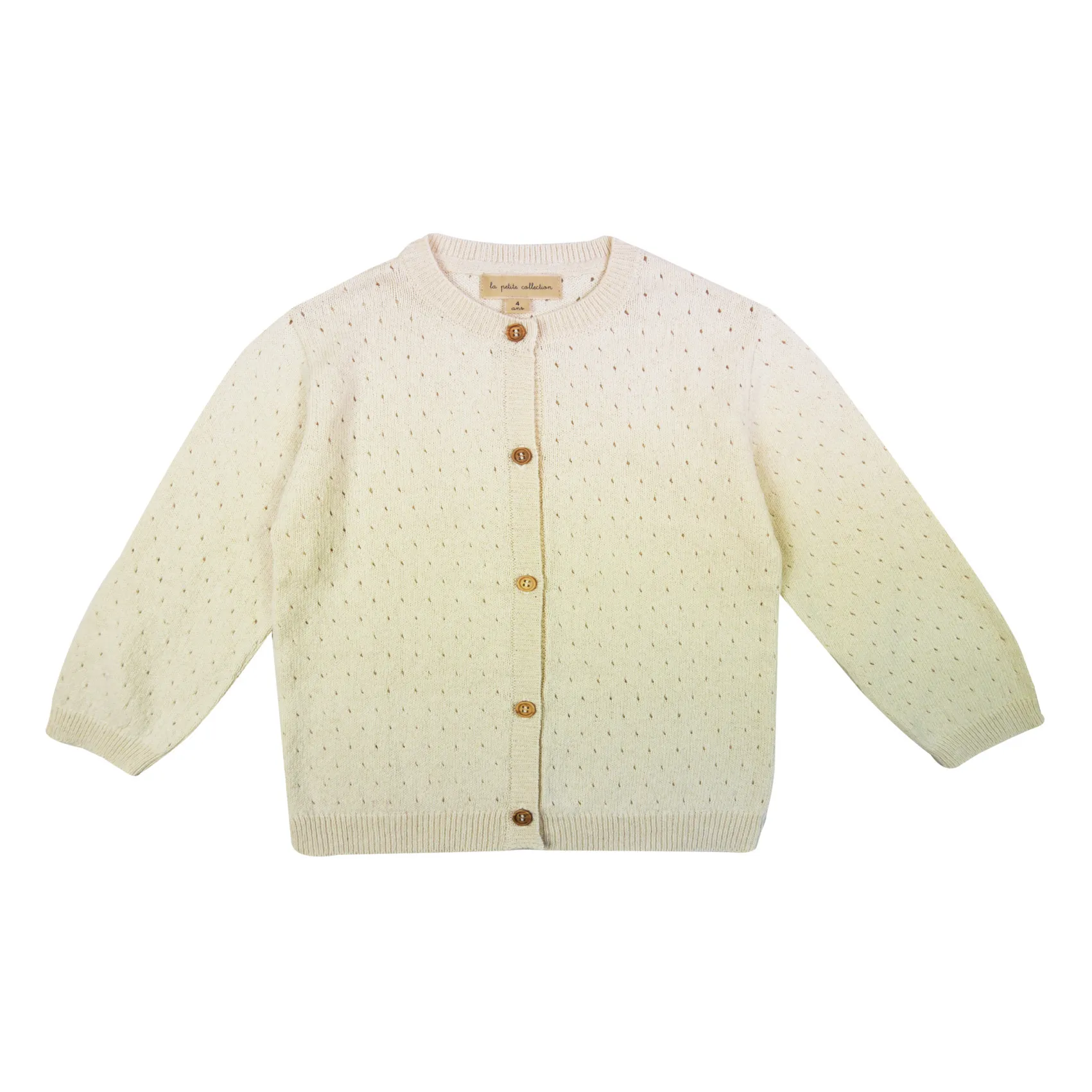 La Petite Collection Ecru Recycled Cotton Openwork Cardigan