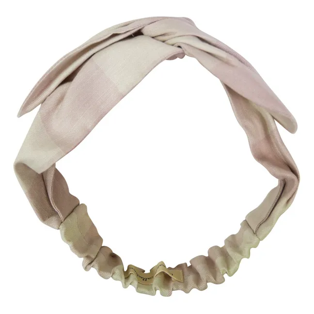 Checked Linen Headband | Pale pink