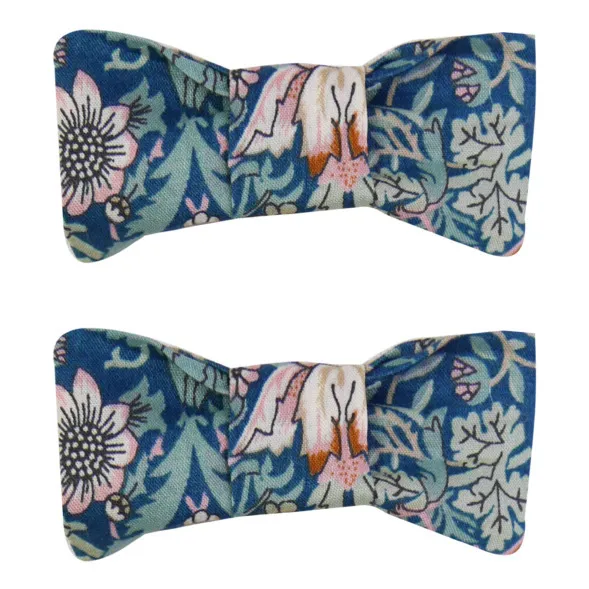 Set of 2 Liberty Print Bow Hair Slides | Peacock blue- Product image n°0