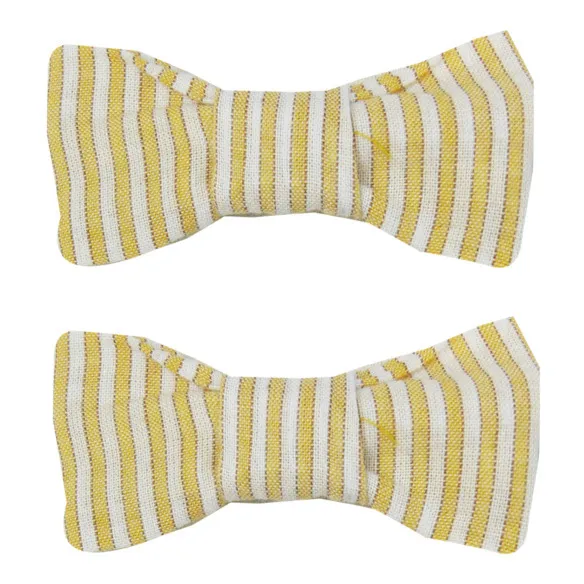 La Petite Collection Yellow Set Of 2 Striped Bow Hair Clips