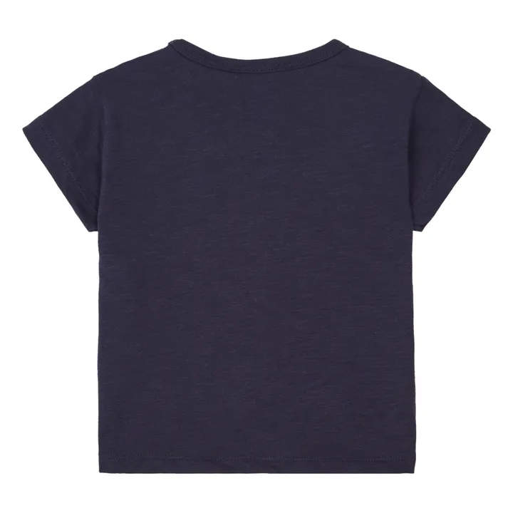 Camiseta de manga corta de punto de algodón orgánico | Azul Marino- Imagen del producto n°4
