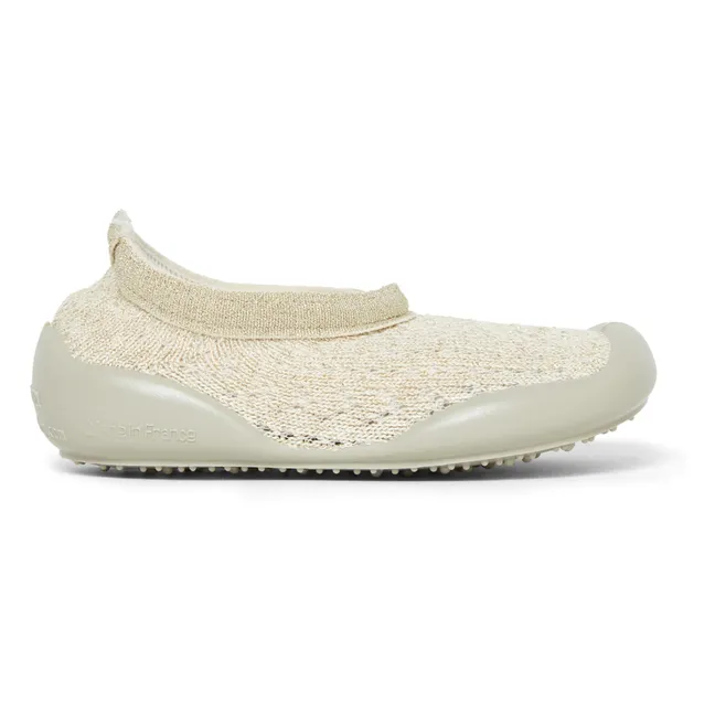 Openwork Ballerina Slippers | Beige