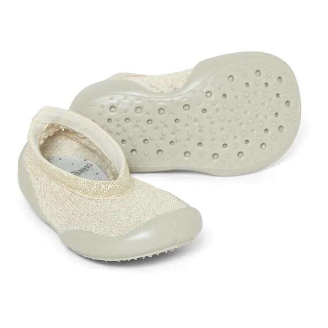 Openwork Ballerina Slippers | Beige