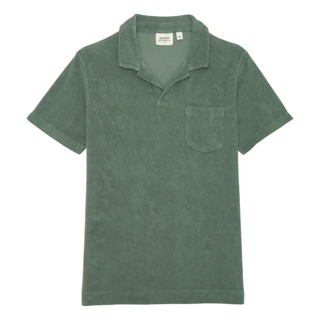 Terry Cloth Polo Shirt | Dark green