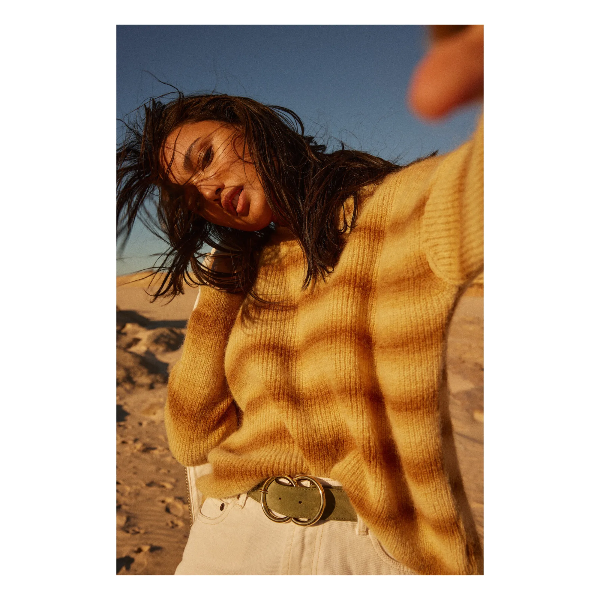Alma Deia Beige Loose Mohair Sweater
