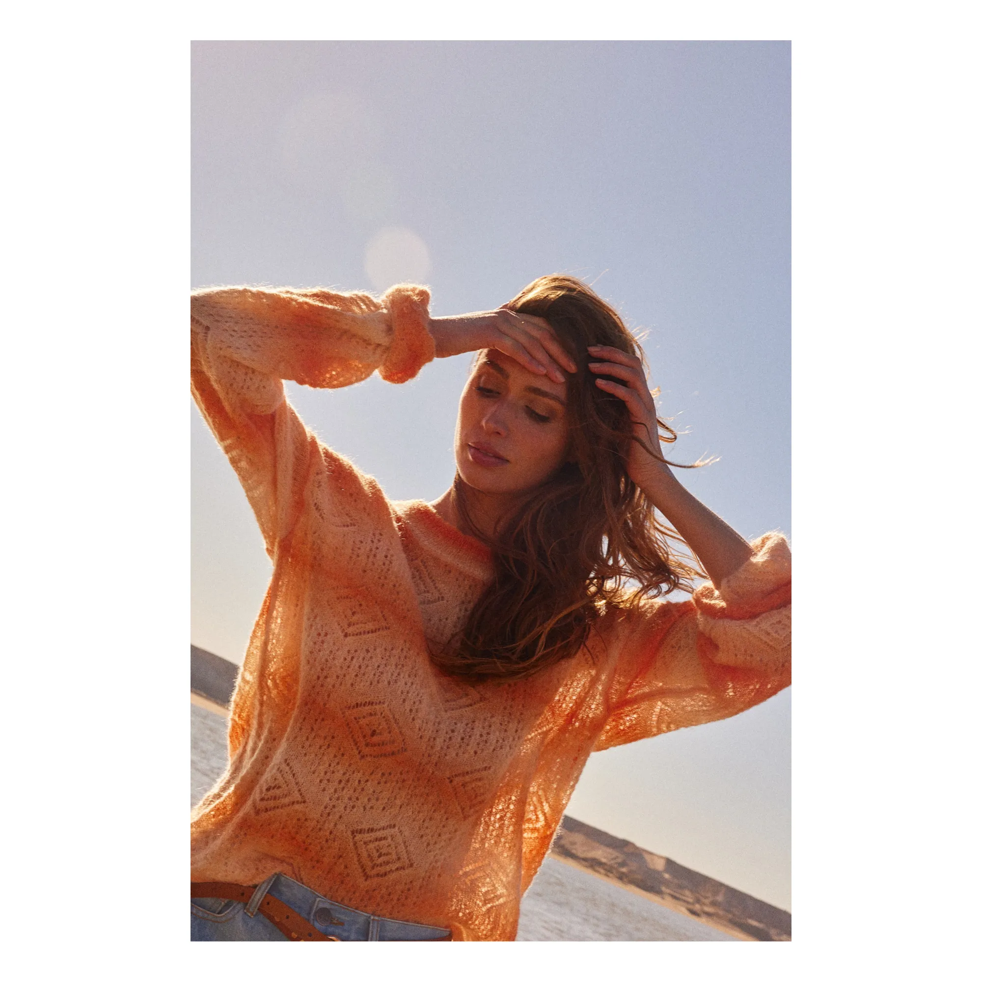 Alma Deia Orange Mohair Openwork Sweater