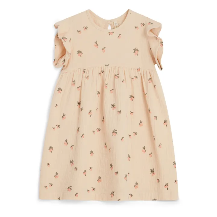 Peach Print Dress | Beige pink- Product image n°0