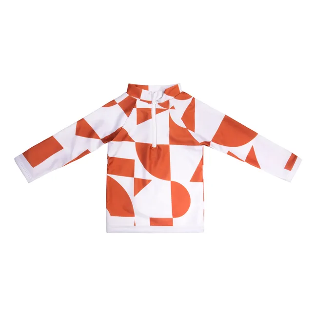 Geometrisches Anti-UV T-Shirt aus recyceltem Material | Terracotta