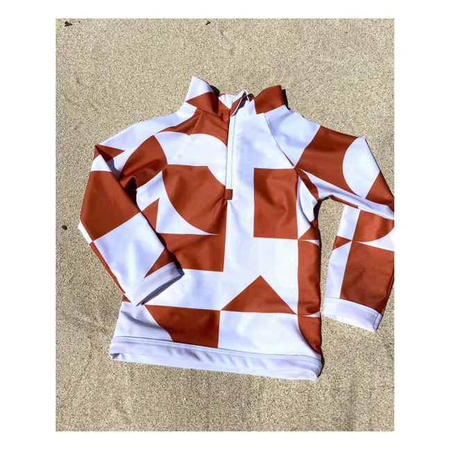 Geometrisches Anti-UV T-Shirt aus recyceltem Material | Terracotta