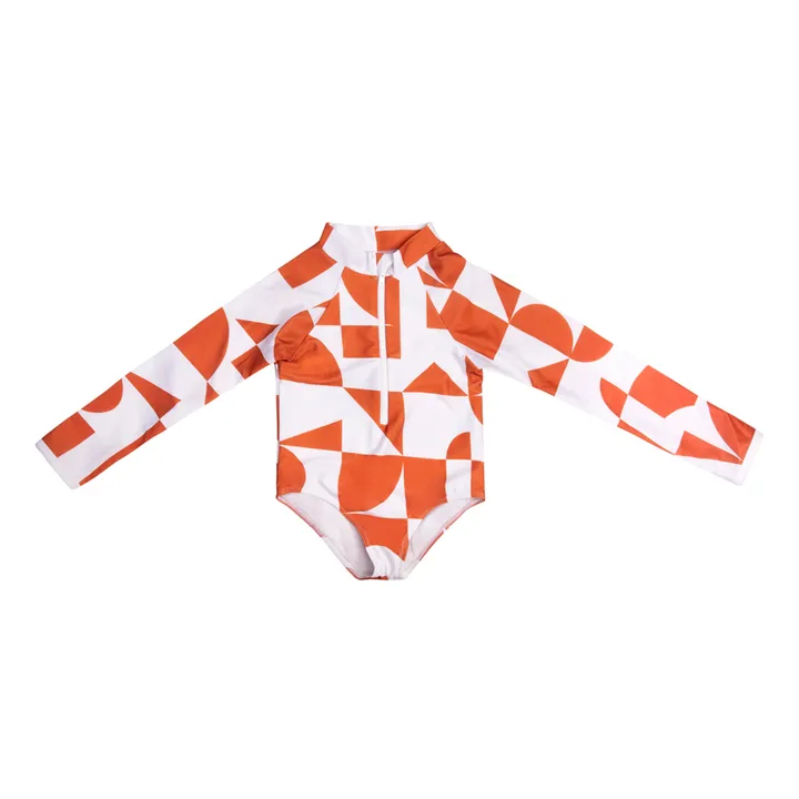 Badeanzug aus recyceltem Material Anti-UV Geometrische Formen | Terracotta- Produktbild Nr. 0