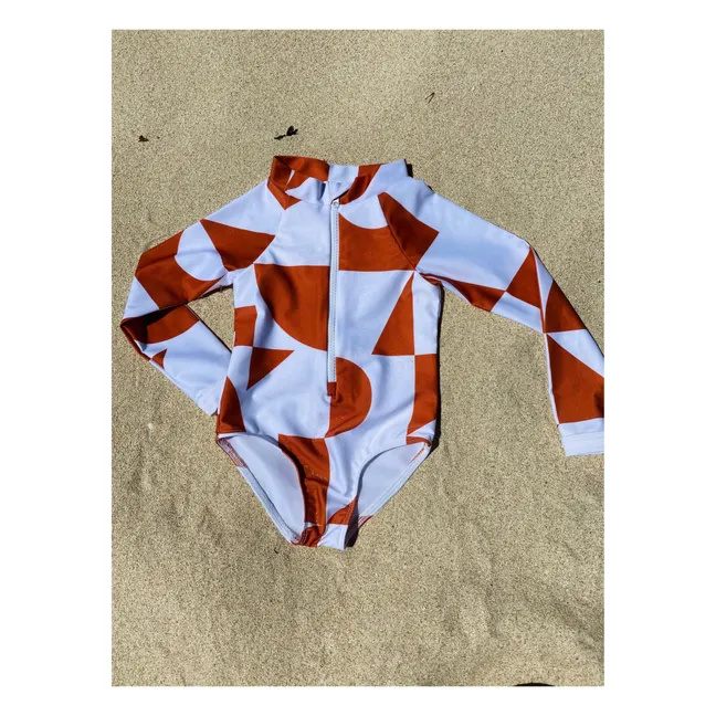 Badeanzug aus recyceltem Material Anti-UV Geometrische Formen | Terracotta