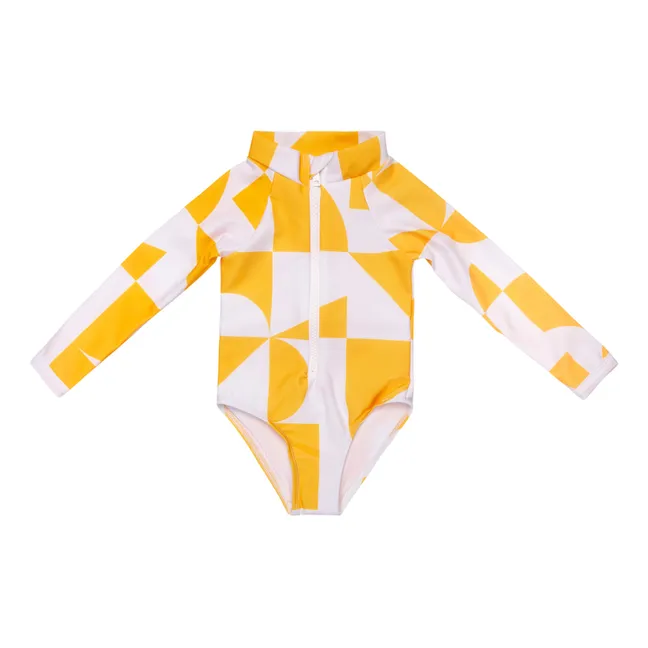 Badeanzug aus recyceltem Material Anti-UV Geometrische Formen | Gelb