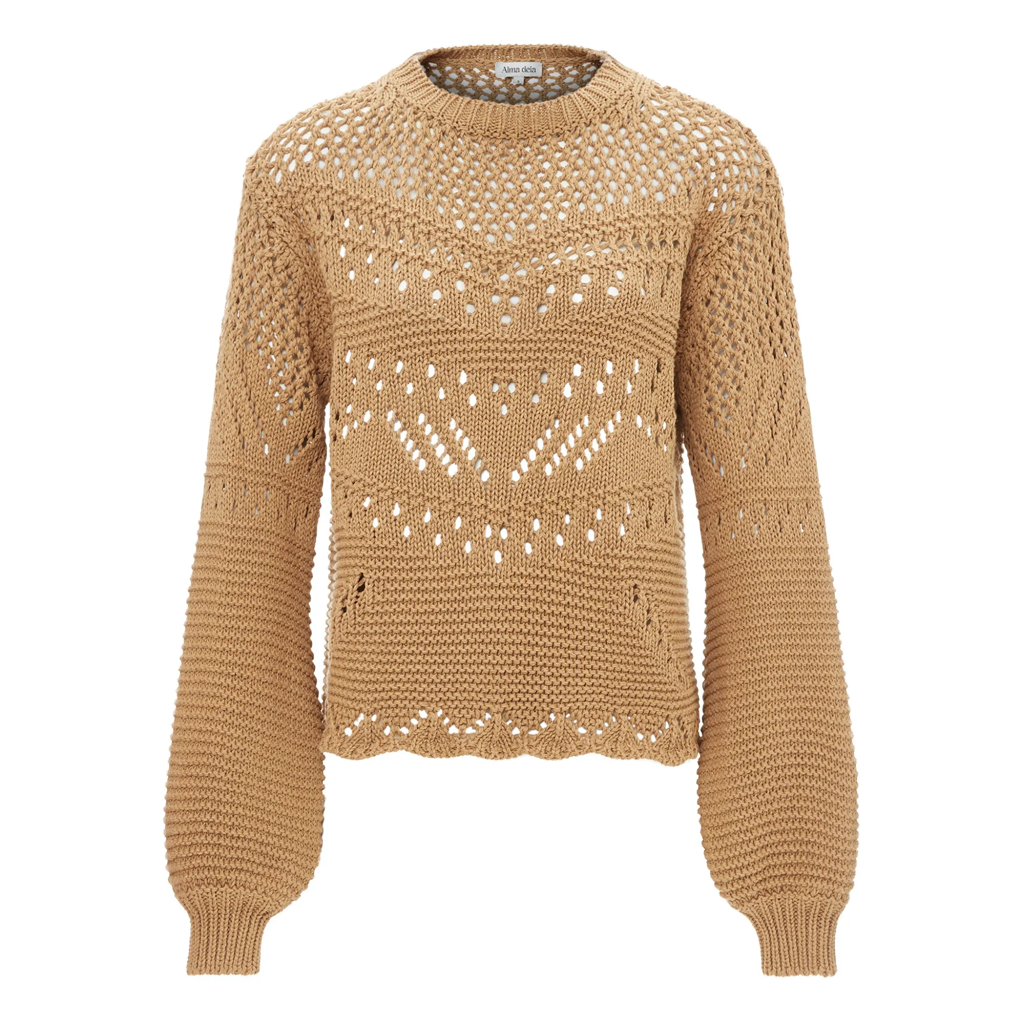 Alma Deia Natural Crochet Knit Sweater