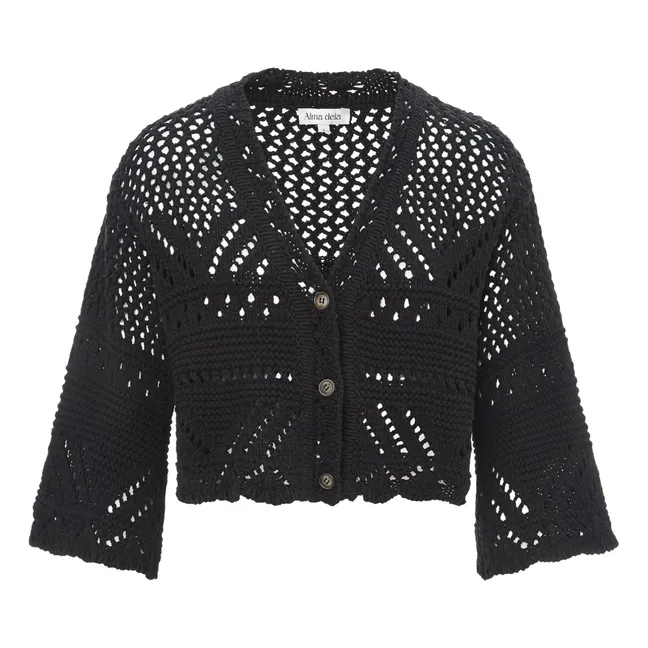 Cardigan Maille Crochet | Noir