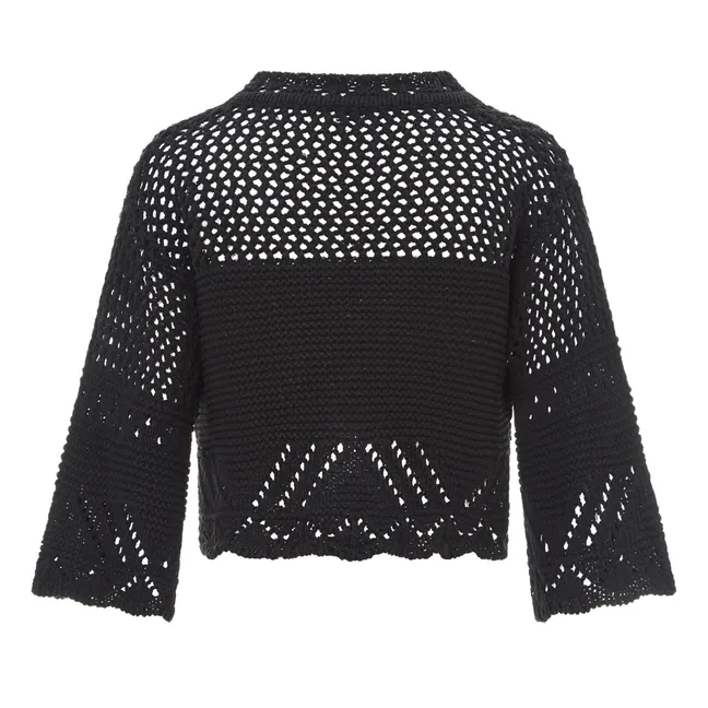 Cardigan Maille Crochet | Noir
