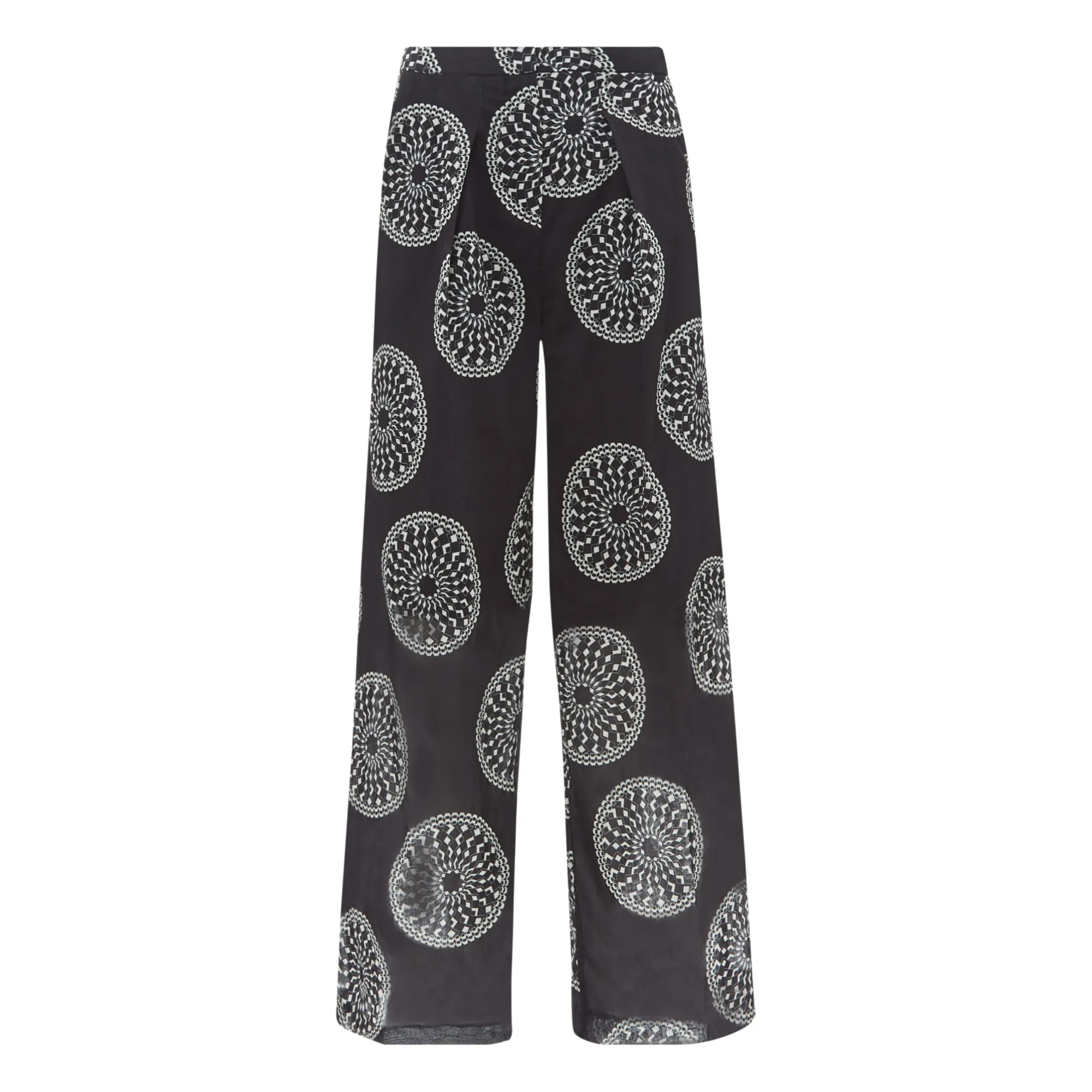 Chloé Stora Black Rim Printed Cotton Crepe Pants