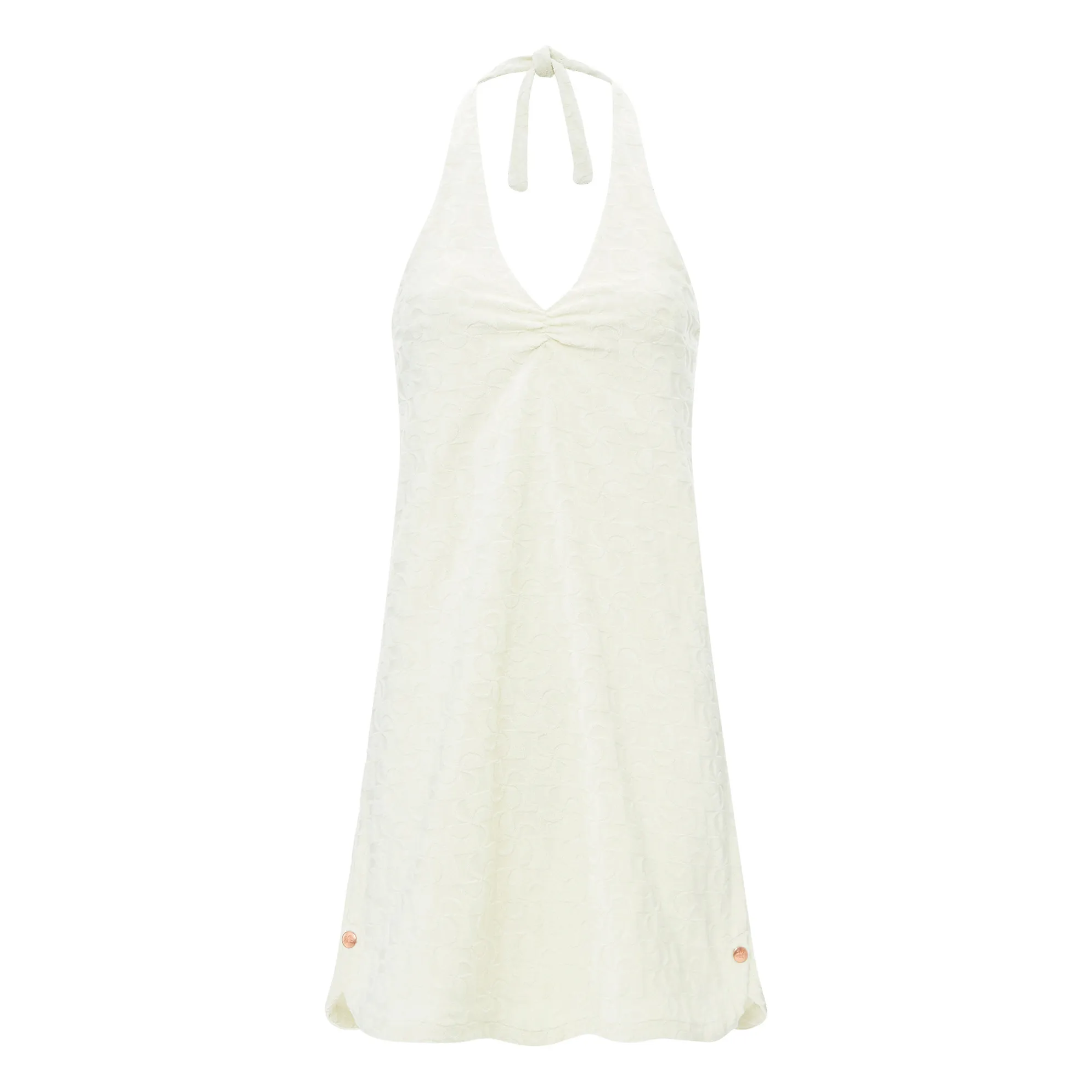 Alma Deia Off White Organic Terry Backless Dress