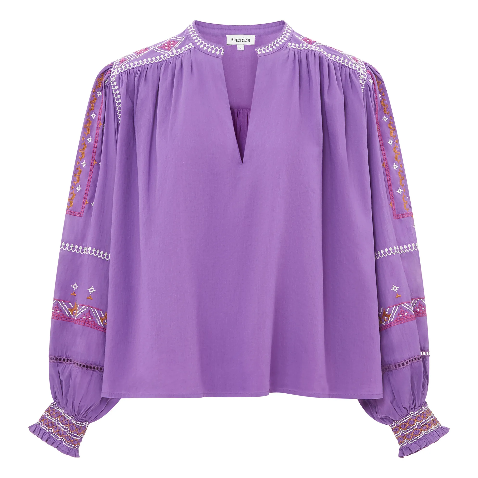 Alma Deia Purple Embroidered Blouse
