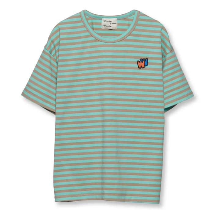 Organic Cotton Striped T-shirt | Green water- Product image n°0