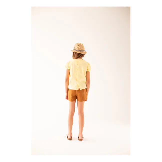 Blouse Brodée Coton Bio | Jaune pâle