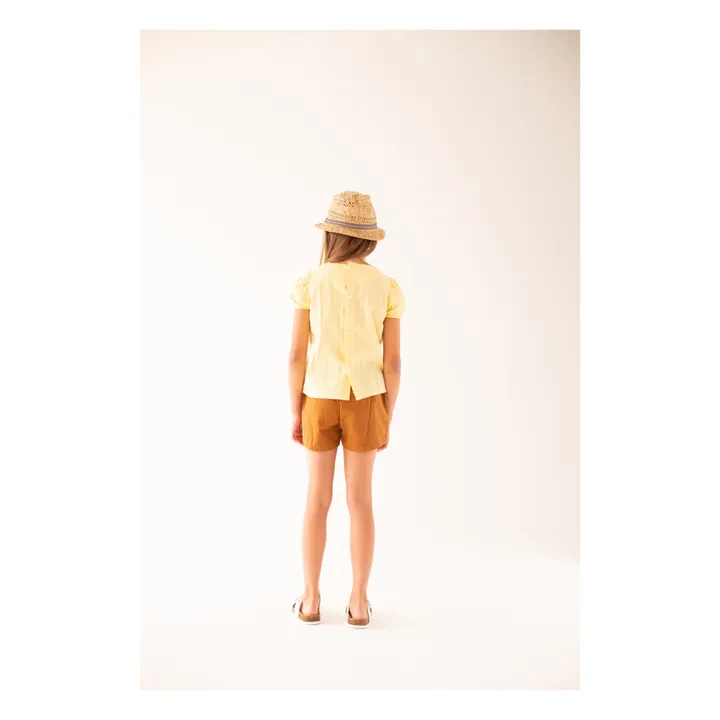 Organic Cotton Embroidered Blouse | Pale yellow- Product image n°2
