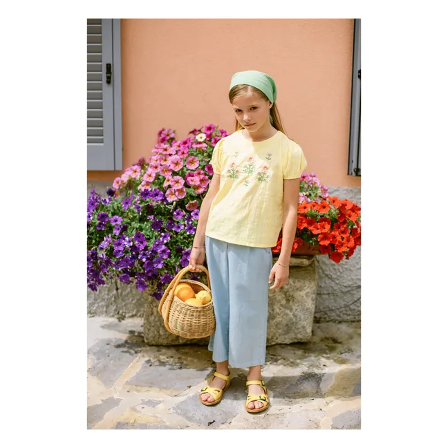 Blouse Brodée Coton Bio | Jaune pâle