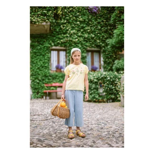 Blouse Brodée Coton Bio | Jaune pâle