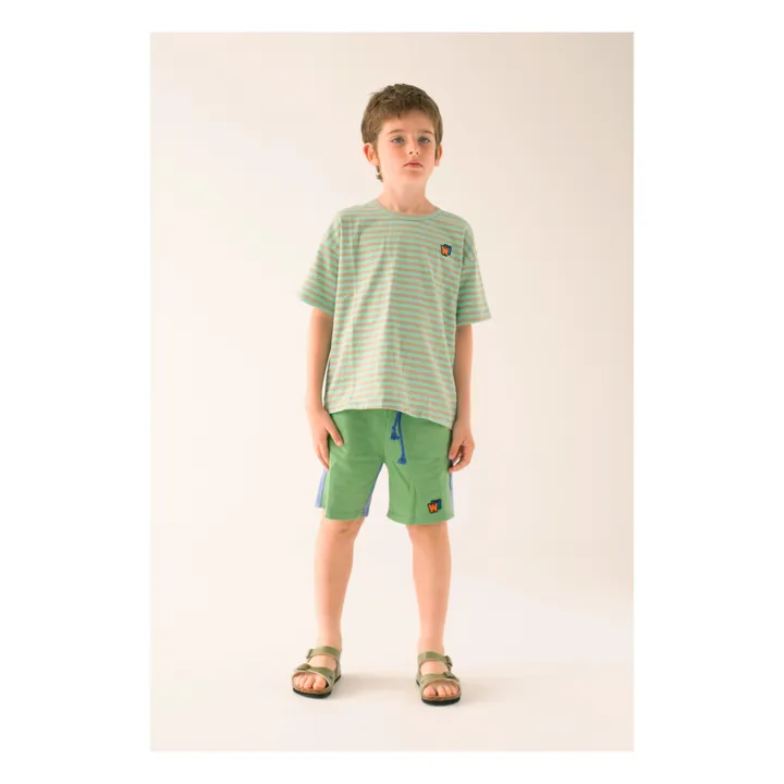 Pantaloncini in pile bicolore | Verde- Immagine del prodotto n°1