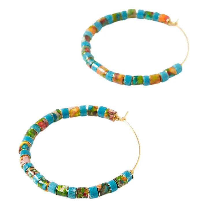 Exclusivité Elise Tsikis x Alma Deia - Boucles d'Oreilles Marcia | Bleu turquoise- Image produit n°0
