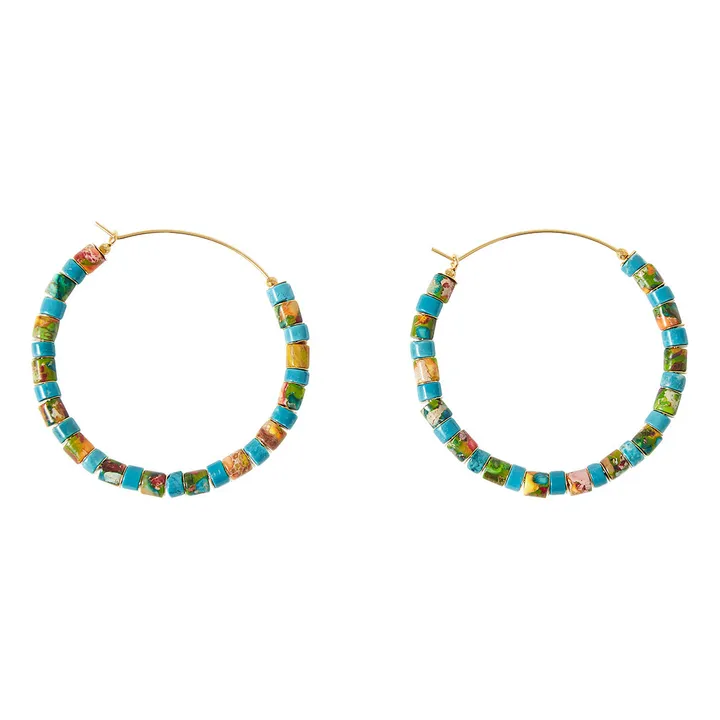 Exclusivité Elise Tsikis x Alma Deia - Boucles d'Oreilles Marcia | Bleu turquoise- Image produit n°1