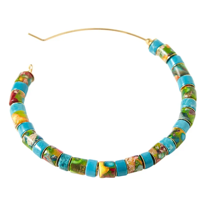 Exclusivité Elise Tsikis x Alma Deia - Boucles d'Oreilles Marcia | Bleu turquoise- Image produit n°2