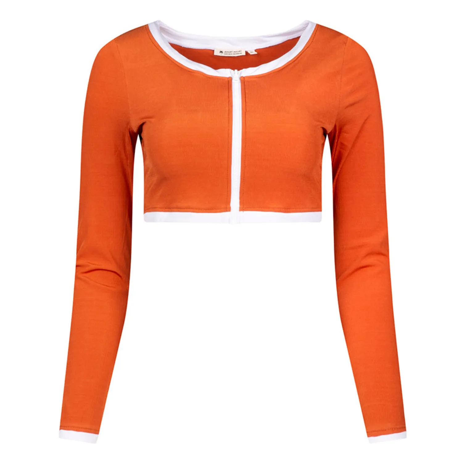 Juillet Juillet Women's Terracotta Anti Uv Recycled Material Plain Ribbed Cropped Top - Collection