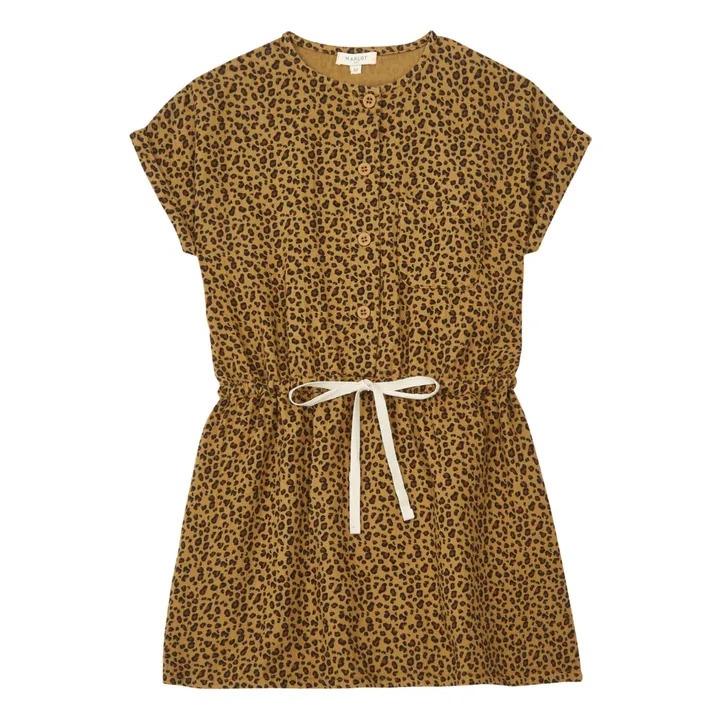 Esclusiva Marlot x Smallable - Vestito in garza di cotone leopardato Baïa | Caramello- Immagine del prodotto n°0