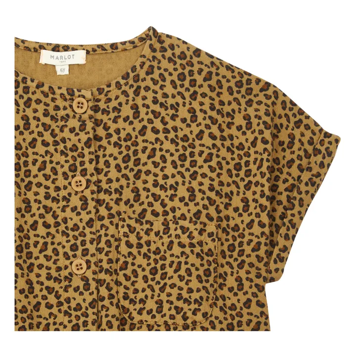 Esclusiva Marlot x Smallable - Vestito in garza di cotone leopardato Baïa | Caramello- Immagine del prodotto n°3