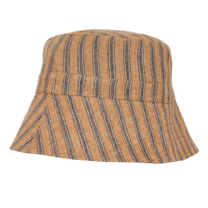 Cedrus Striped Linen Hat | Mustard- Product image n°1