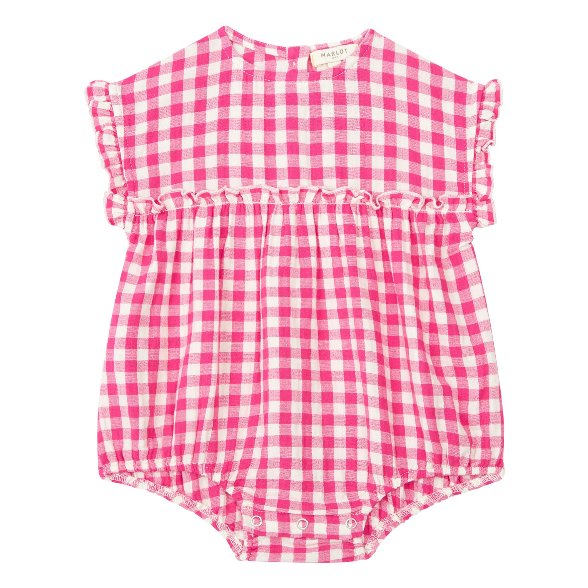 Marlot Paris Fuchsia Java Cotton Gauze Gingham Romper